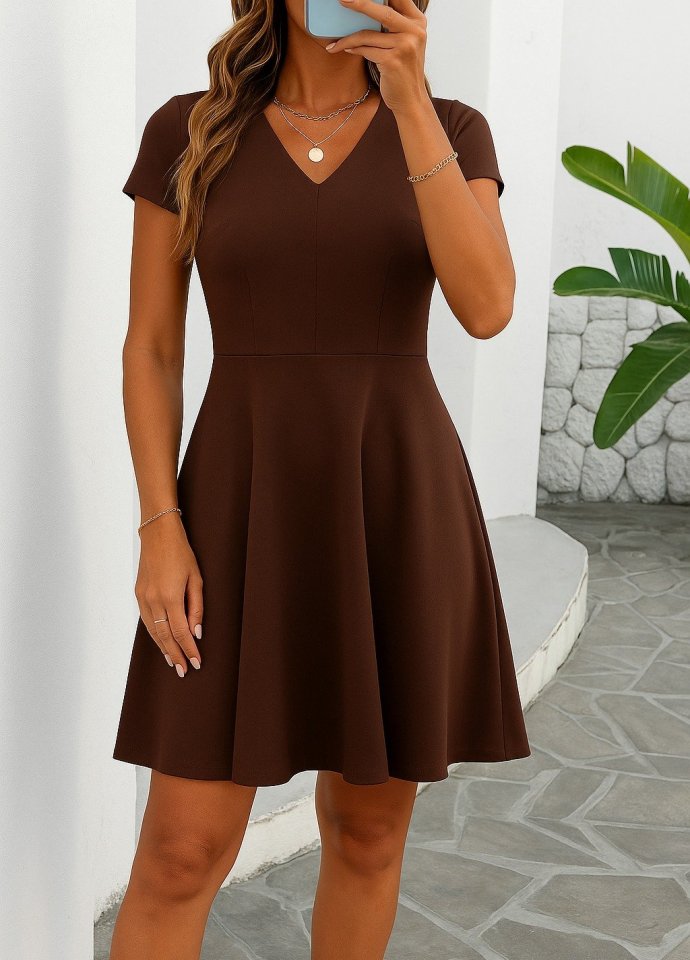 Kadın Kısa Kollu Kiloş Ithal Krep Elbise - Görsel 3