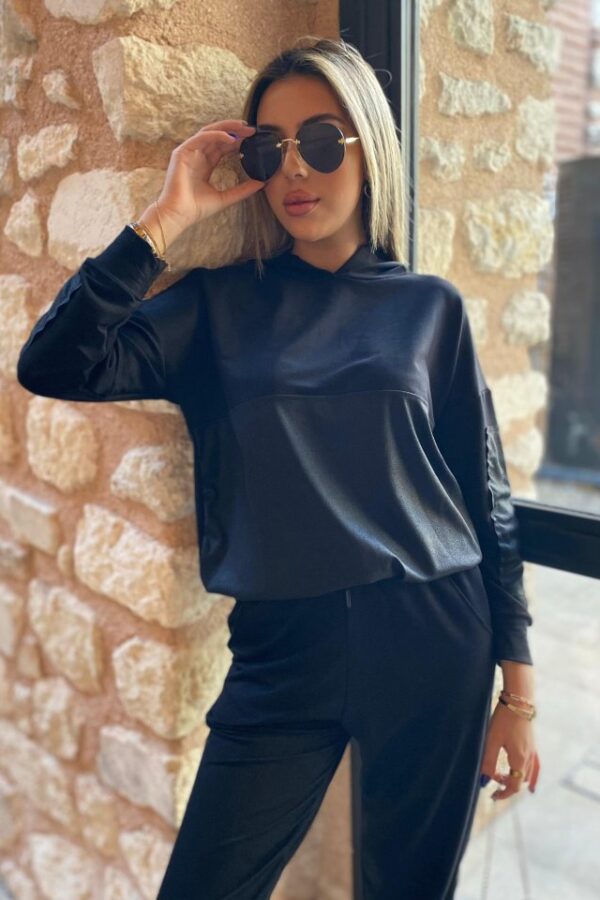 Kadın Uzun Kollu Kapüşonlu Oversize Sweat Ve Pantolon Ikili Takım