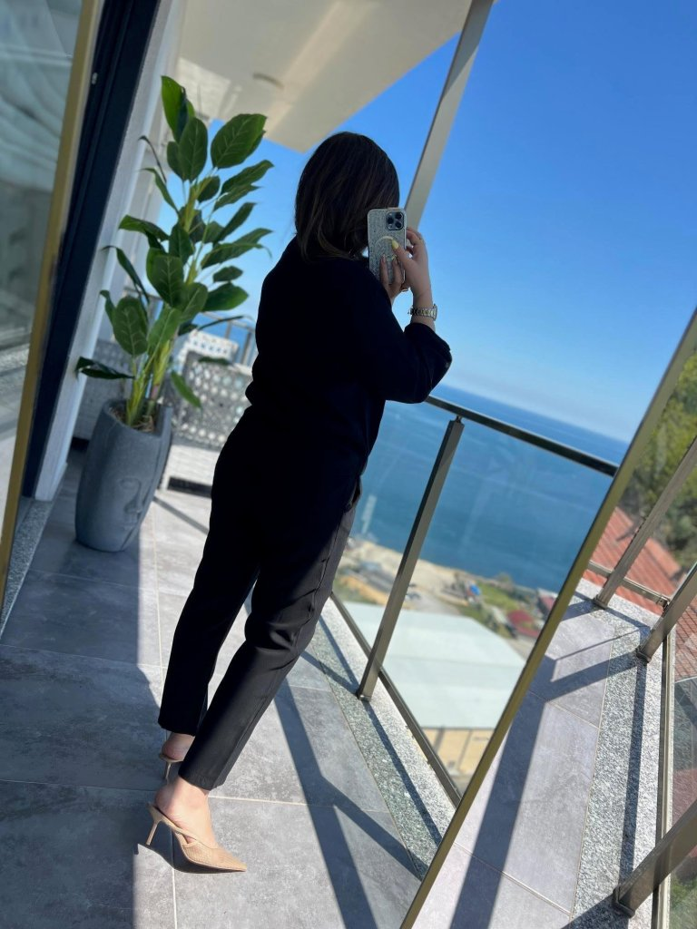 Kadın Uzun Kollu önden Fermuarlı Modal Ceket Ve Pantolon Ikili Takım - Görsel 4