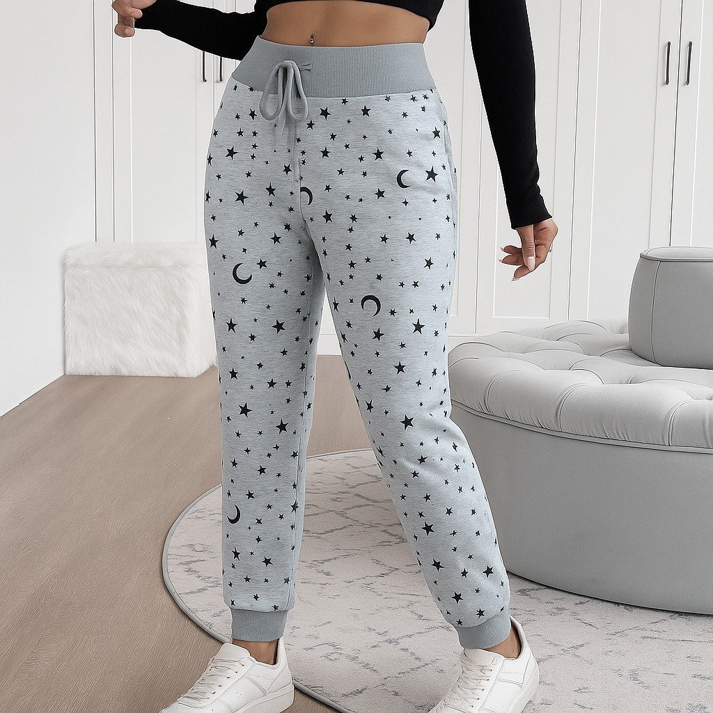 Kadın Yüksek Bel Bağcıklı Desenli Iki Iplik Pantolon - Görsel 8