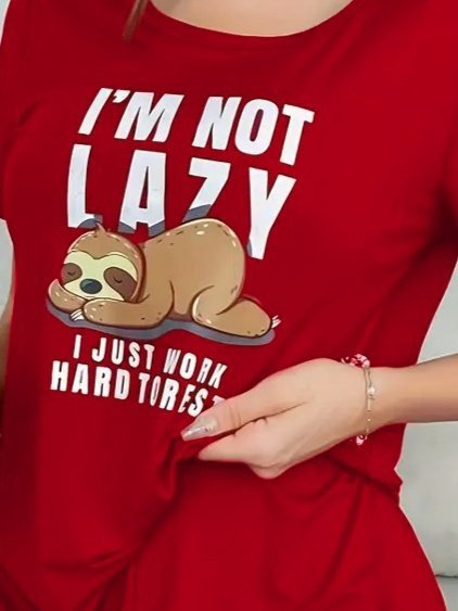 Kadın Kısa Kollu Bisiklet Yaka Baskılı Viskon Bluz Ve şort Ikili Takım - Görsel 7