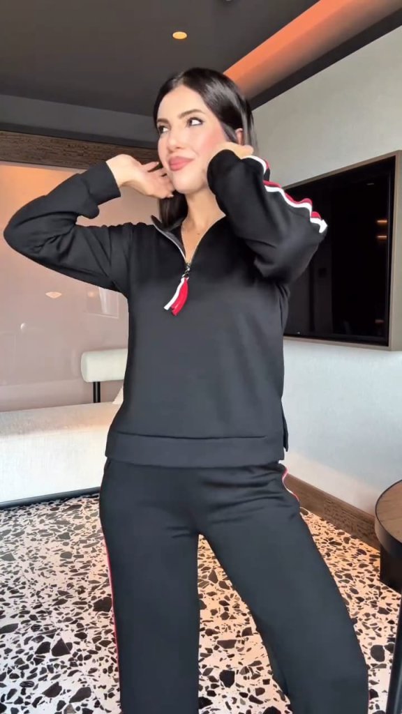 Kadın Uzun Kollu Fermuarlı Viskon Iki Iplik Bluz Ve Pantolon Ikili Takım - Görsel 2