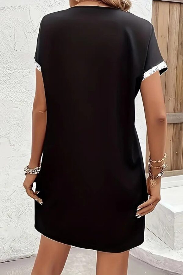 Kadın Yaka Ve Kol Pul Payet şeritli Ithal Krep Elbise