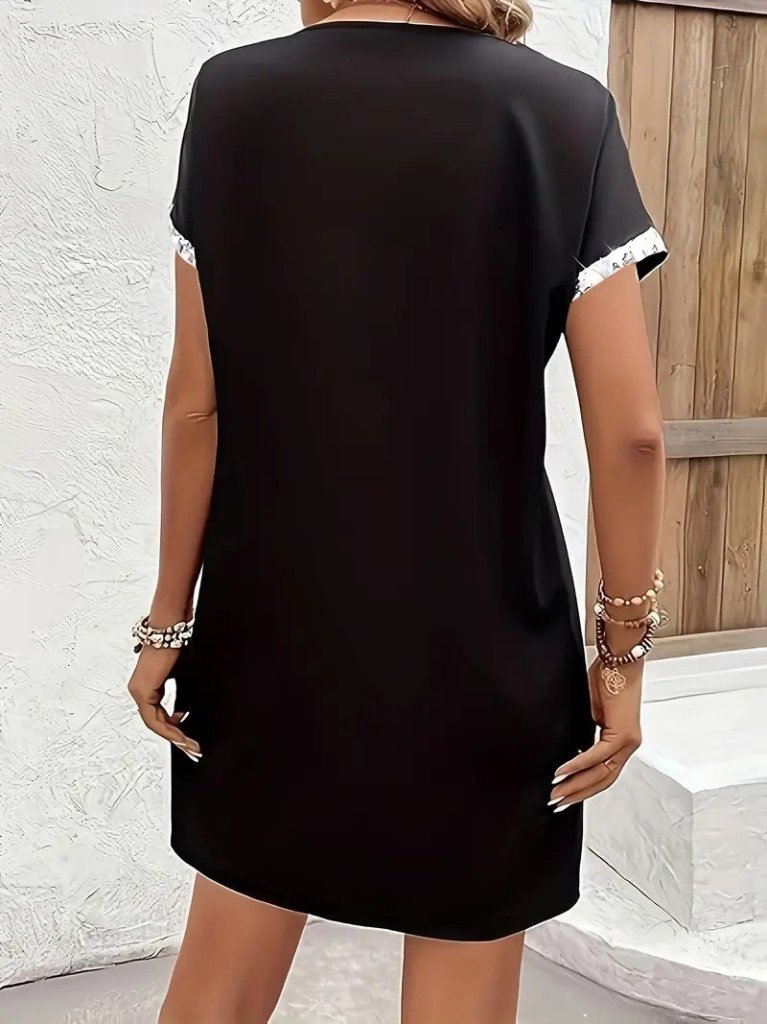 Kadın Yaka Ve Kol Pul Payet şeritli Ithal Krep Elbise - Görsel 9