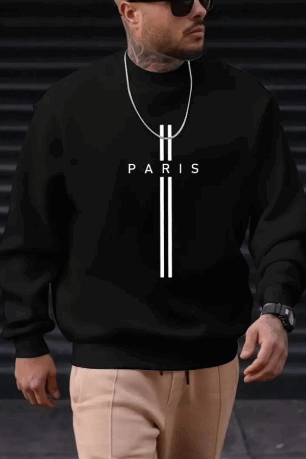 Erkek Uzun Kollu Bisiklet Yaka Yazı Detaylı Iki Iplik Sweat