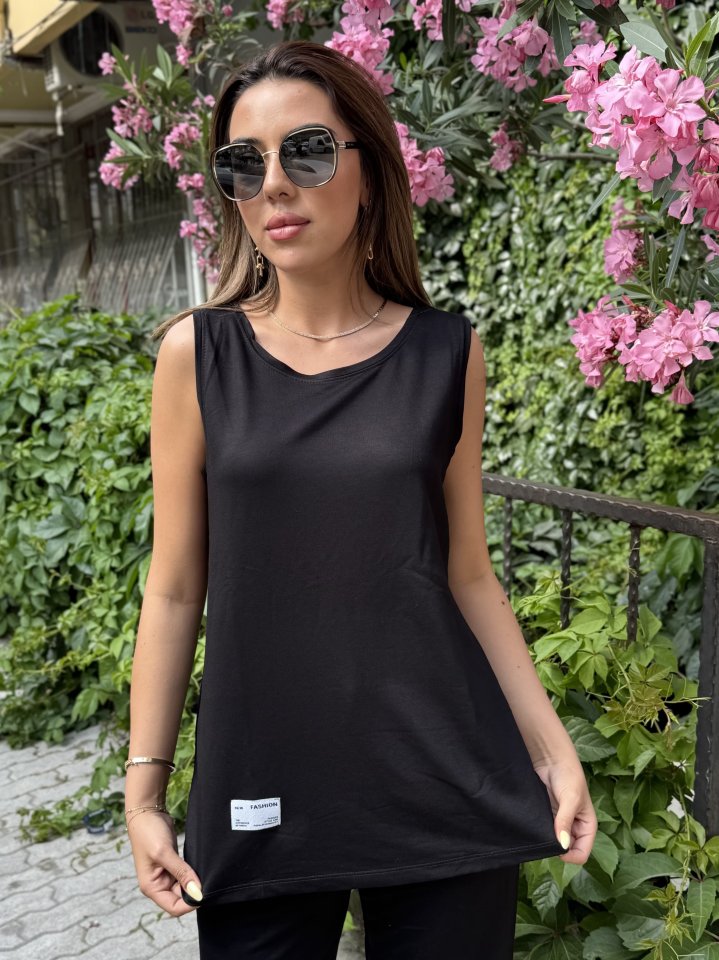 Kadın Askılı Yuvarlak Yaka Viskon Iki Iplik Bluz Ve Eşofman Altı Ikili Takım - Görsel 2