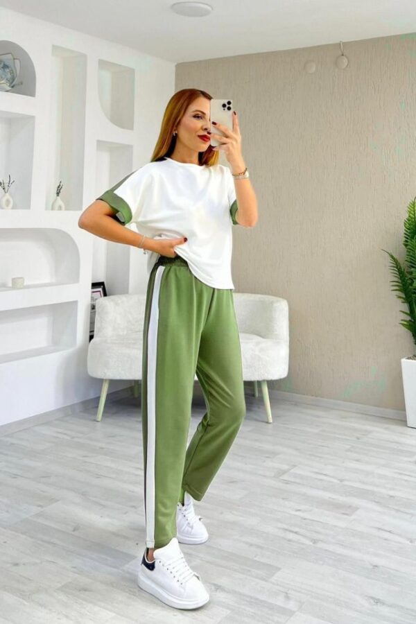 Kadın Modal Dokulu Kumaş Yanı şeritli Takım