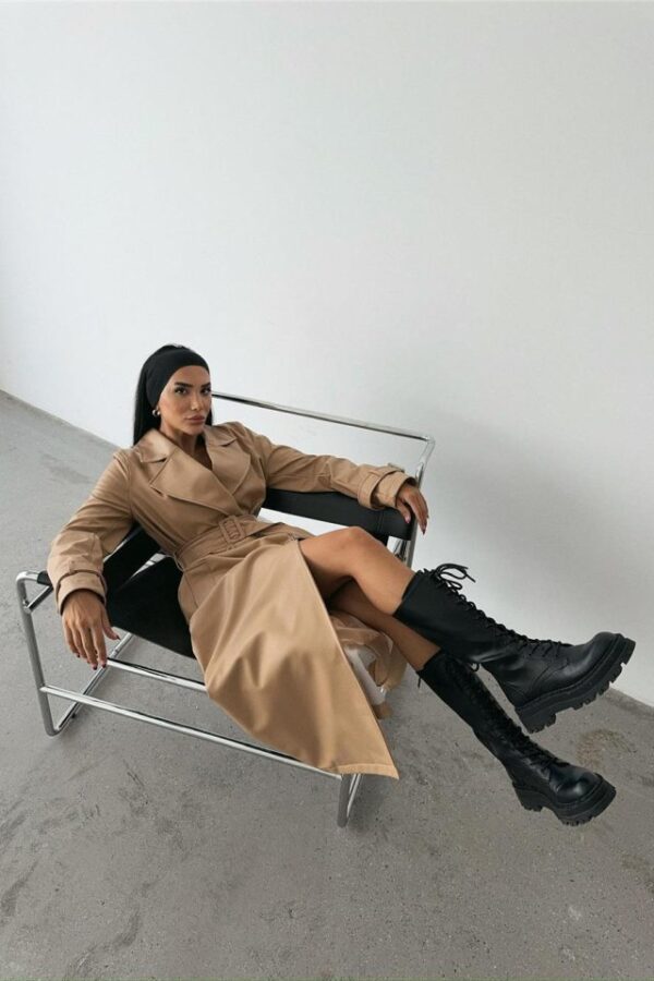 DERİ TRENÇKOT - Bej