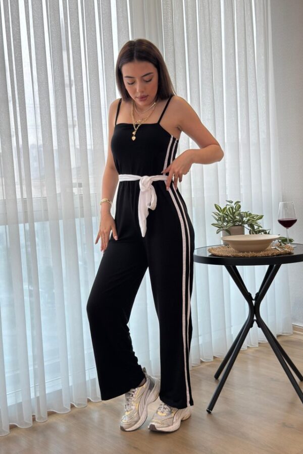 Kadın Ip Askılı Straplez Belden Kuşaklı Viskon Iki Iplik Tulum