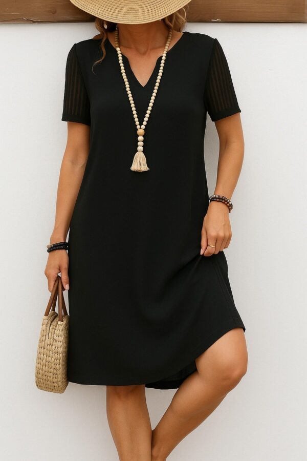 Kadın Kısa Kollu V Yakalı Kısa Janjan Krep Elbise