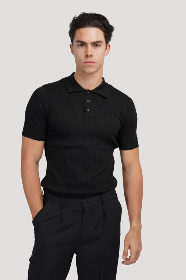 Erkek Kısa Kollu Yakalı Yakadan Düğmeli Triko Tişört