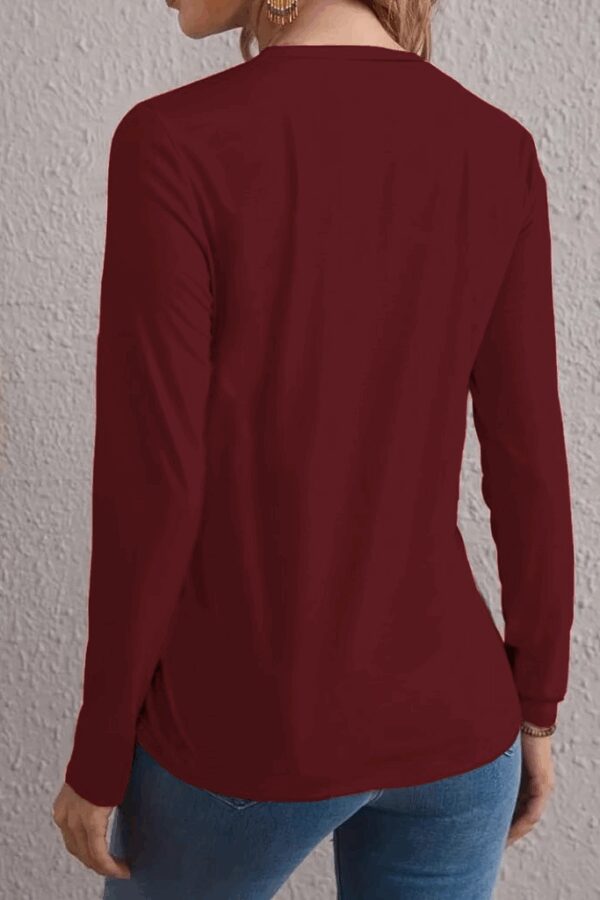 Kadın Uzun Kollu Bisiklet Yaka Yüz Desenli Viskon Bluz