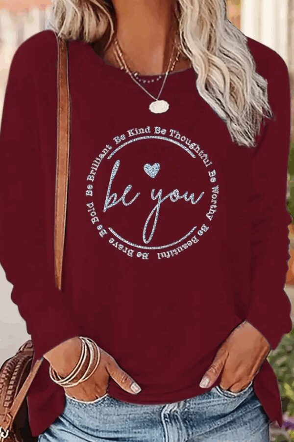 Kadın Uzun Kollu Bisiklet Yakabe Youdesenli Viskon Bluz