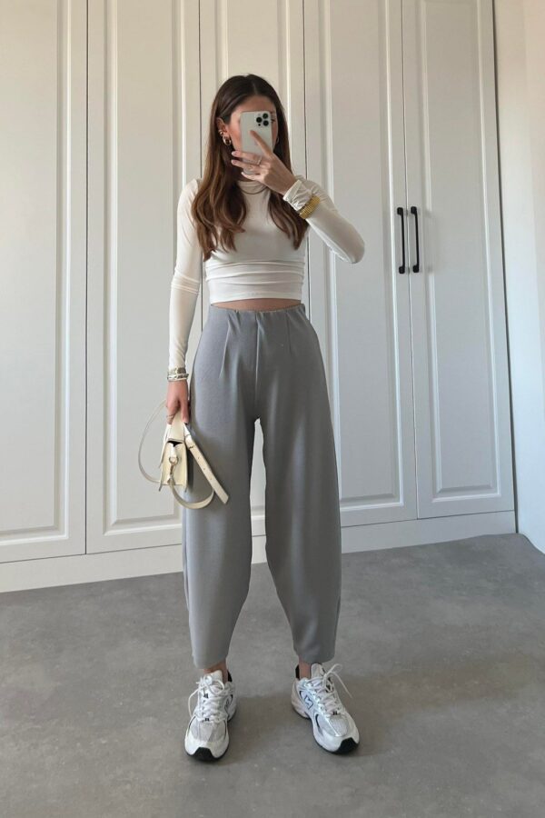 Kadın Yüksek Bel Krep Pantolon