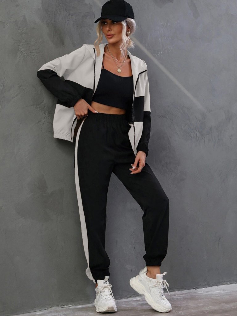 Kadın Uzun Kollu Kapşonlu önden Fermuarlı Viskon Iki Iplik Bluz Ve Pantolon Ikili Takım - Görsel 7