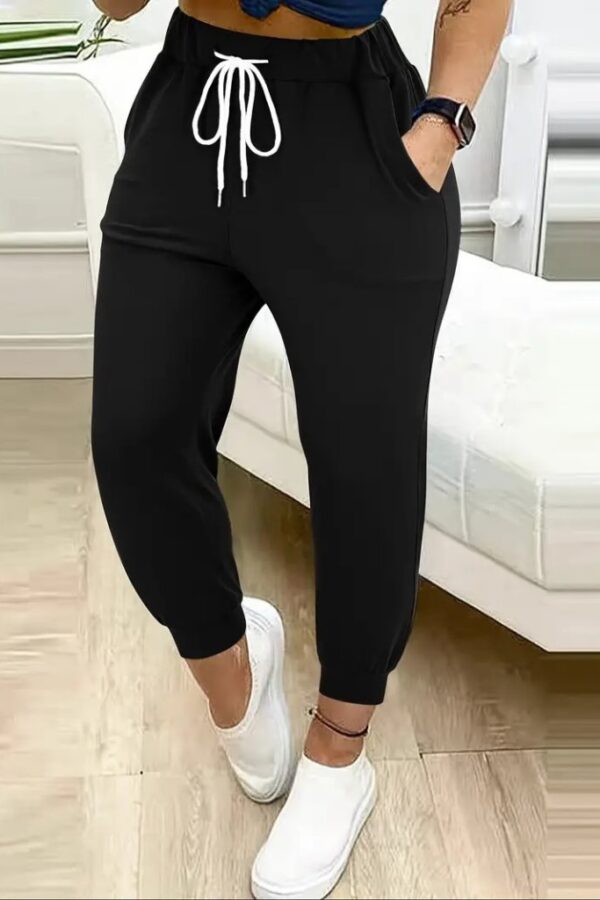 Kadın Yüksek Bel Cepli Belden Bağcıklı Iki Iplik Eşofman