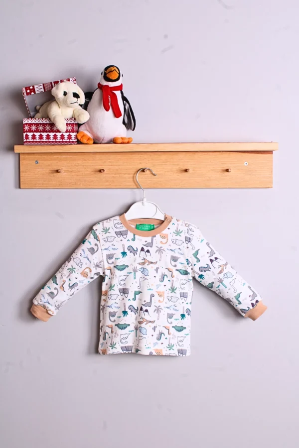 Dinazor Desenli Erkek Bebek Eşofman Takımı %100 Pamuk