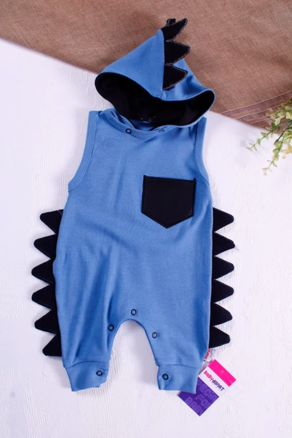 Dinozor Desenli Şapkalı Erkek Bebek Tulumu