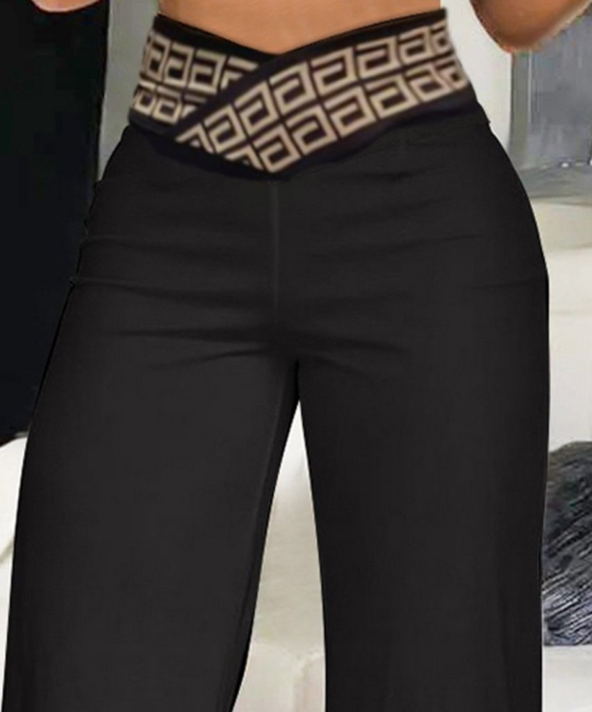 Kadın Belde Kruvaze Ve Ribana Detay Ispanyol Paça Ithal Krep Pantolon - Görsel 3