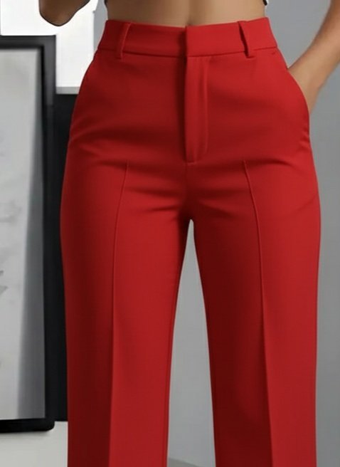 Kadın Yüksek Bel Cepli Ithal Krep Pantolon - Görsel 6