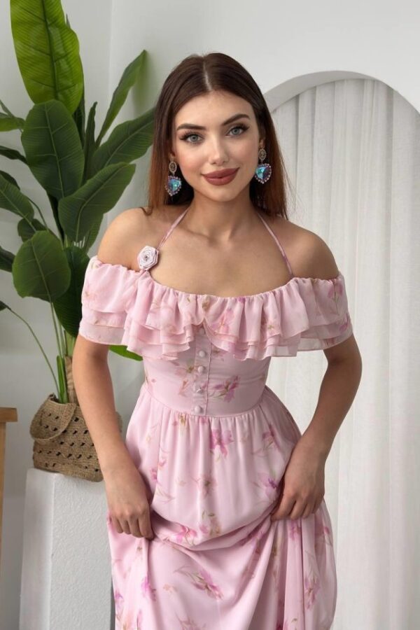 Elmi Çiçek Detaylı Elbise