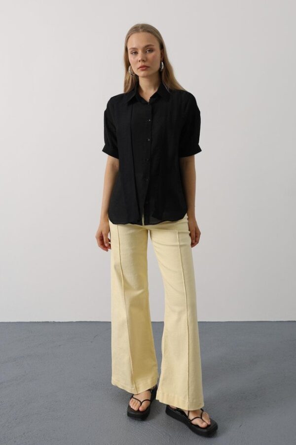 Atkı Detaylı Yarım Kol Gömlek - Bebe Mavisi