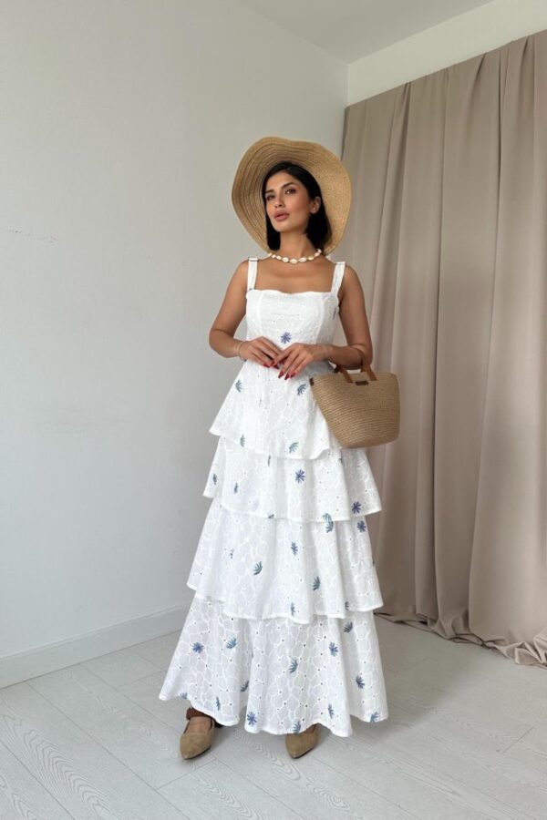 Kırmızı Kat Kat Arkası Bağlamalı Elbise