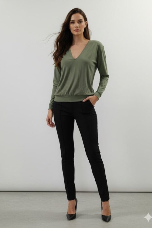 Kadın Uzun Kollu V Yaka Bluz