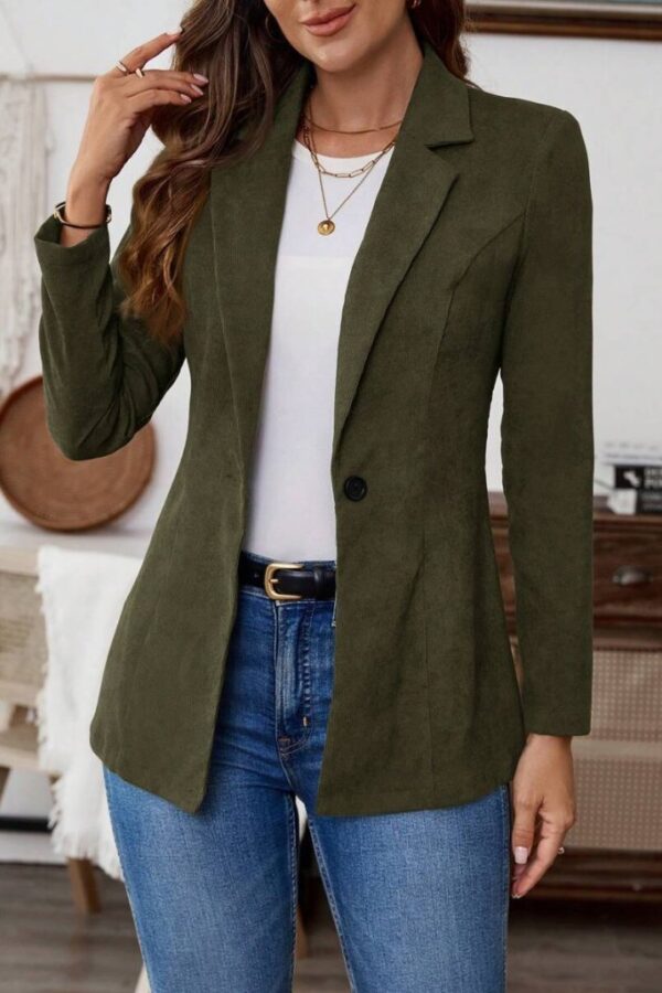 Kadın Uzun Kollu Yakalı Tek Düğmeli Süet Ceket