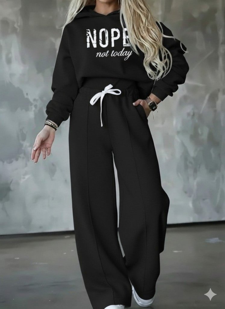 Kadın Uzun Kollu Nope Baskılı Beli Ribanalı Ikili Takım - Görsel 29