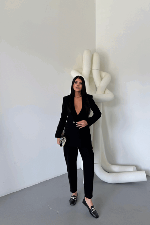 KETEN CEKET - PANTOLON TAKIM - Siyah