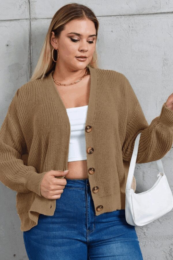 Kadın Beş Düğme Büyük Beden Triko Hırka