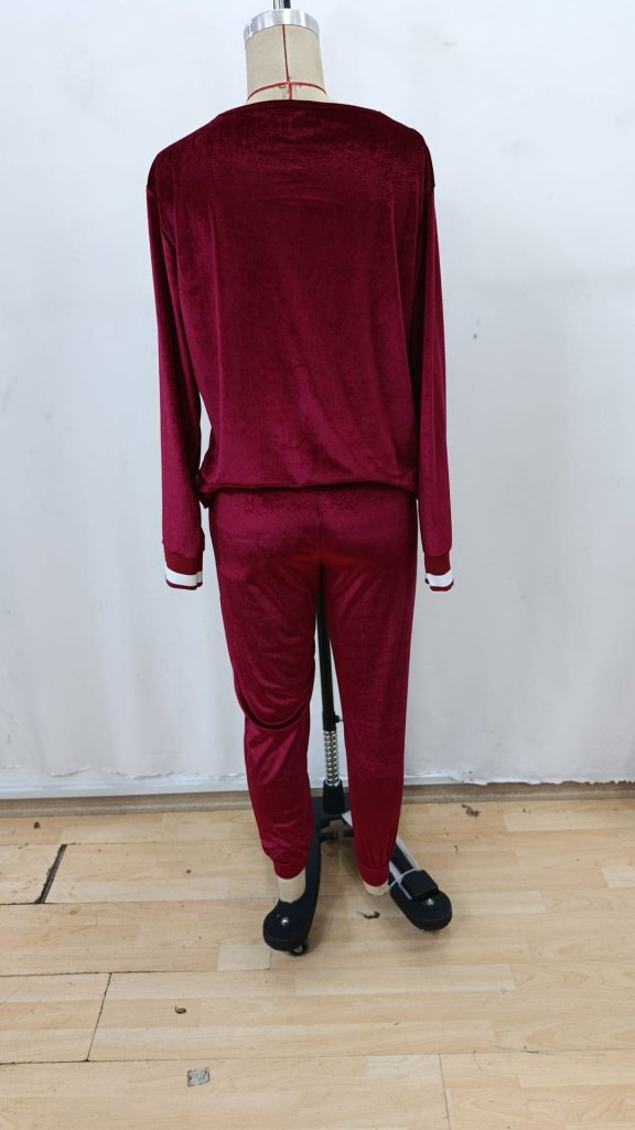 Kadın Uzun Kollu V Yaka Kadife Bluz Ve Pantolon Ikili Takım - Görsel 5