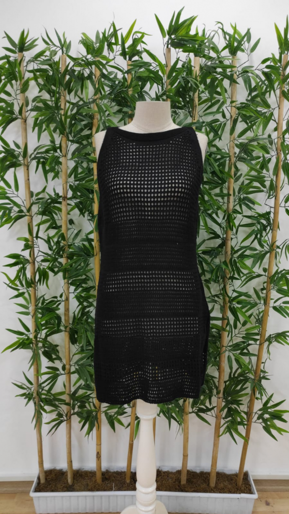 Kadın Kolsuz Derin Sırt Dekolteli Ajurlu Triko Pareo - Görsel 8