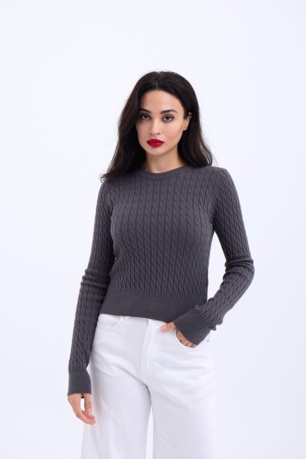 4211 TRİKO SAÇ ÖRGÜ KAZAK-ANTRASİT