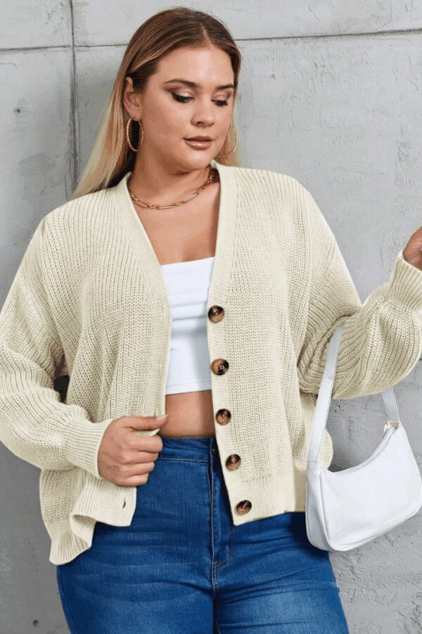 Kadın Beş Düğme Büyük Beden Triko Hırka