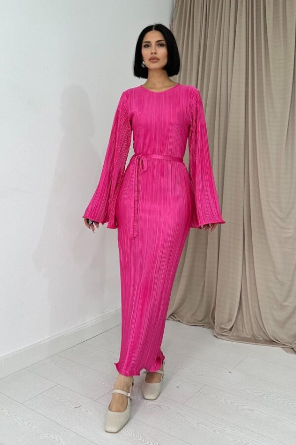 Ekru İspanyol Kol Piliseli Elbise