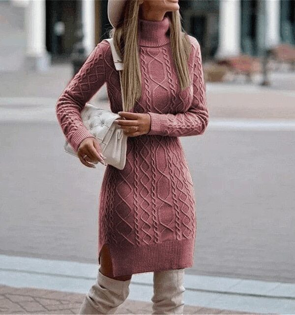 Loren Yünlü Motifli Midi Boy Triko Elbise