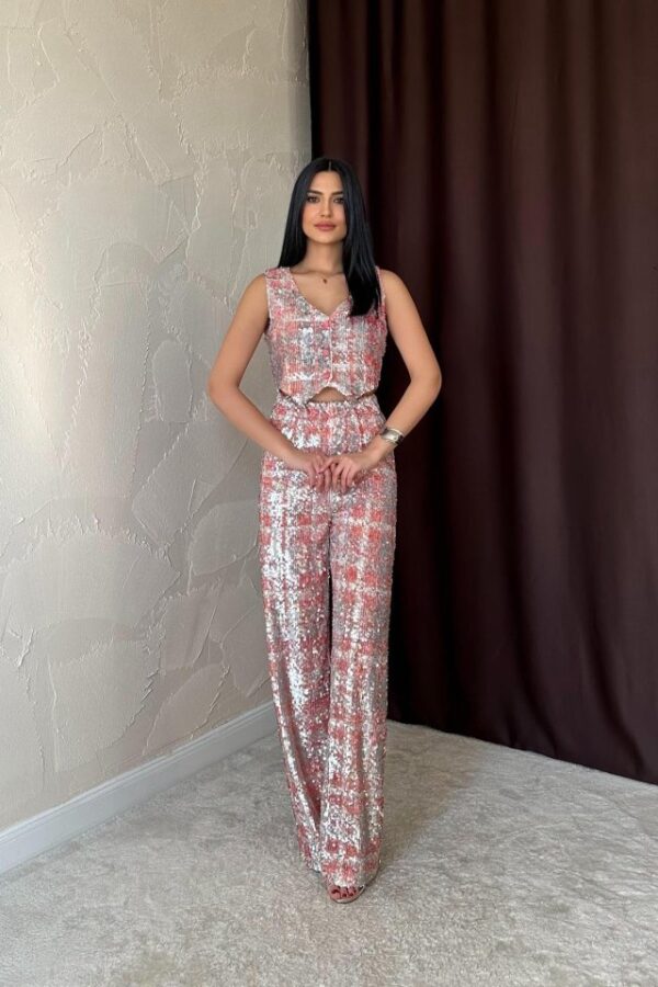 Gri Pullu Yelek Ve Pantolon Takım