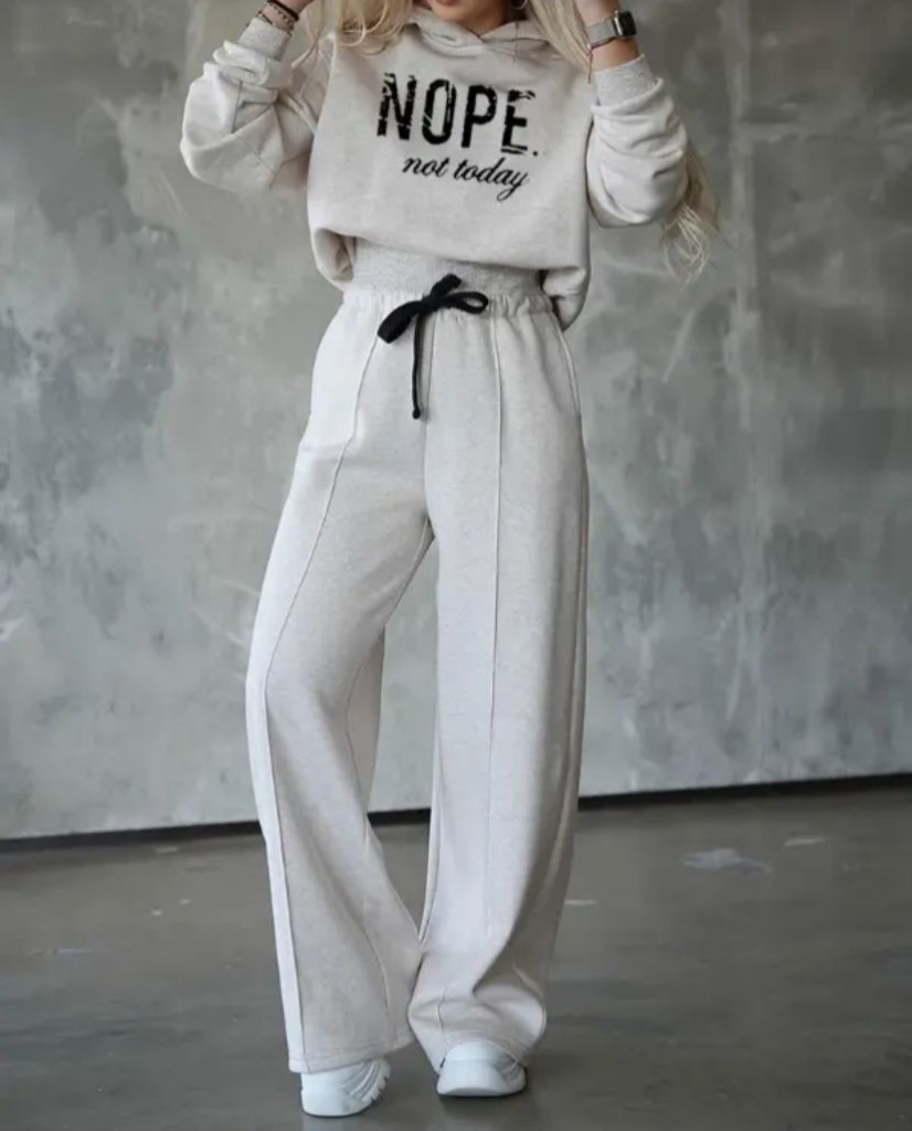 Kadın Uzun Kollu Nope Baskılı Beli Ribanalı Ikili Takım - Görsel 14