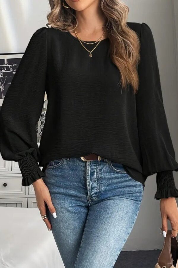 Kadın Uzun Kollu Yuvarlak Yaka Aerobin Bluz