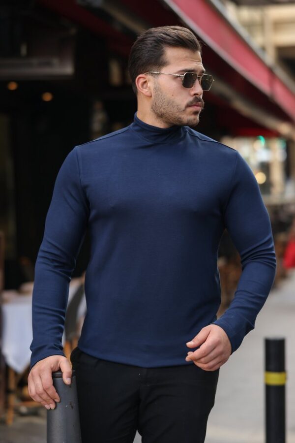 Erkek Balıkçı Yaka Modal Kumaş Esnek Kazak