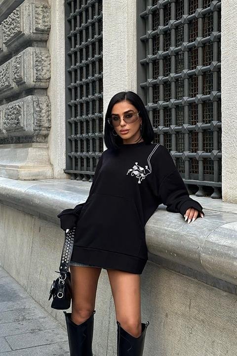 Marison Çiçek Nakışlı Sweatshirt 8050 -08