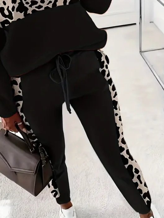 Kadın Uzun Kollu Fermuarlı Karışık Desenli Viskon Iki Iplik Bluz Ve Pantolon Ikili Takım - Görsel 3