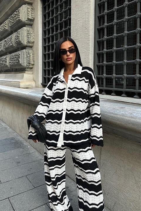 Alisa Desenli Nervürlü Triko Takım 9928