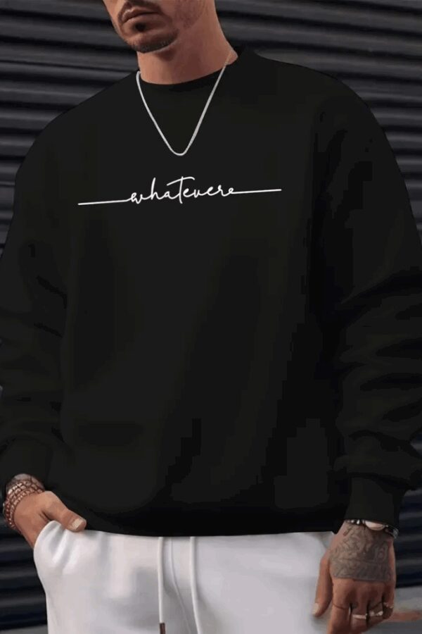 Erkek Uzun Kollu Bisiklet Yaka Yazı Baskılı Iki Iplik Bluz