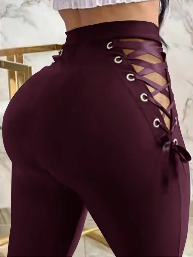 Kadın Yüksek Bel çapraz Bağcıklı Tül Detaylı Dalgıç Tayt - Görsel 15