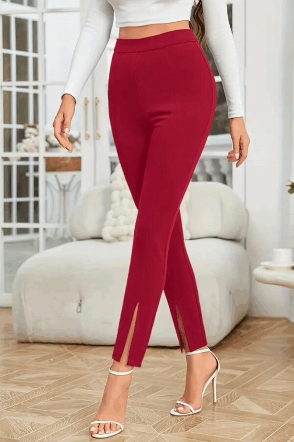Kadın önden Yırtmaçlı Yüksek Bel Ithal Krep Pantolon