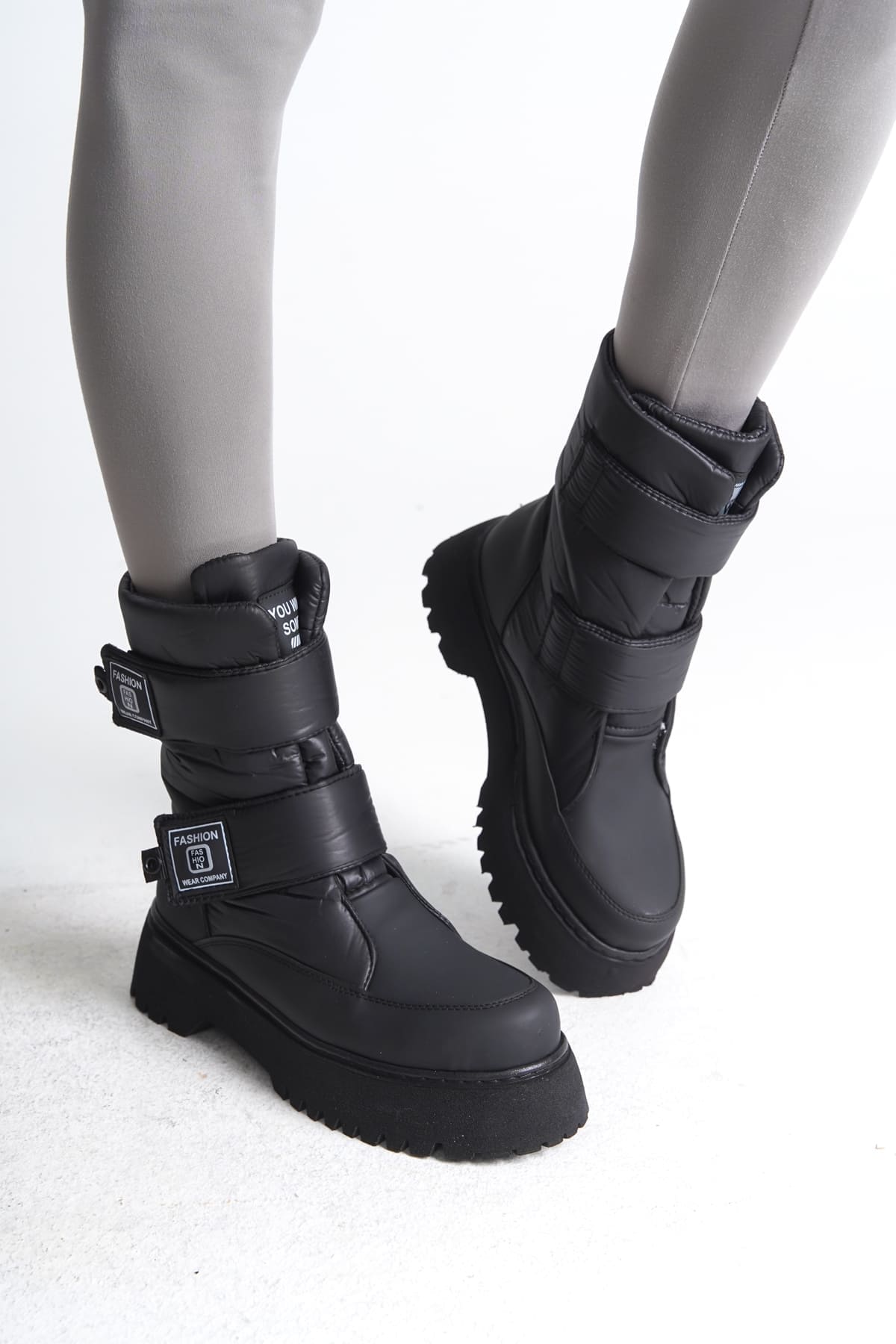 ELISA Cırt Cırtlı Paraşüt KumaşKadın Bot CST - Siyah - Görsel 2