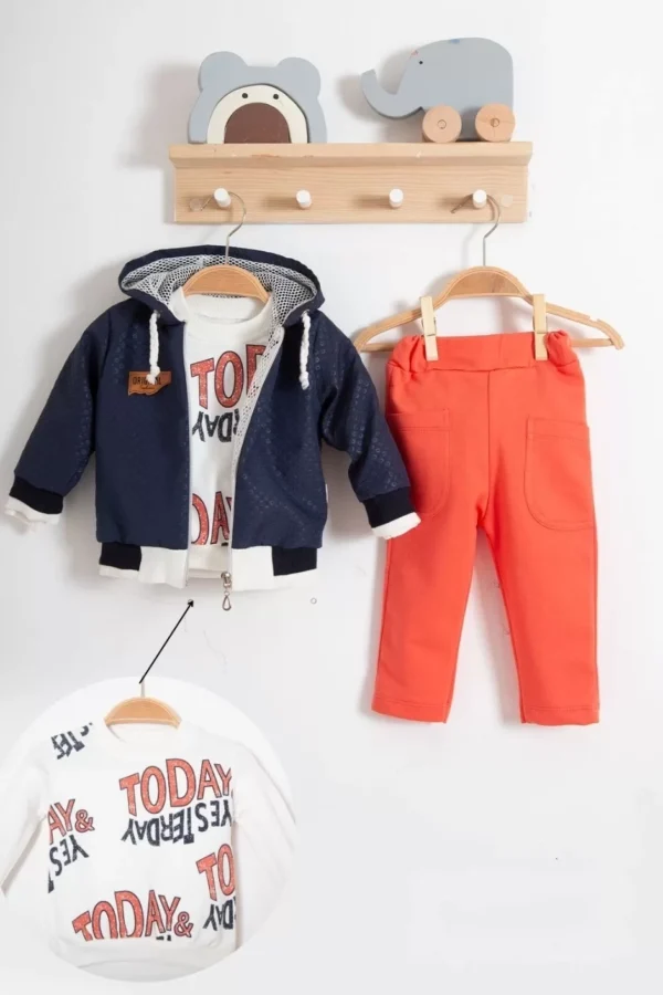 Erkek Bebek Today Baskılı Yağmurluk 3'lü Takım